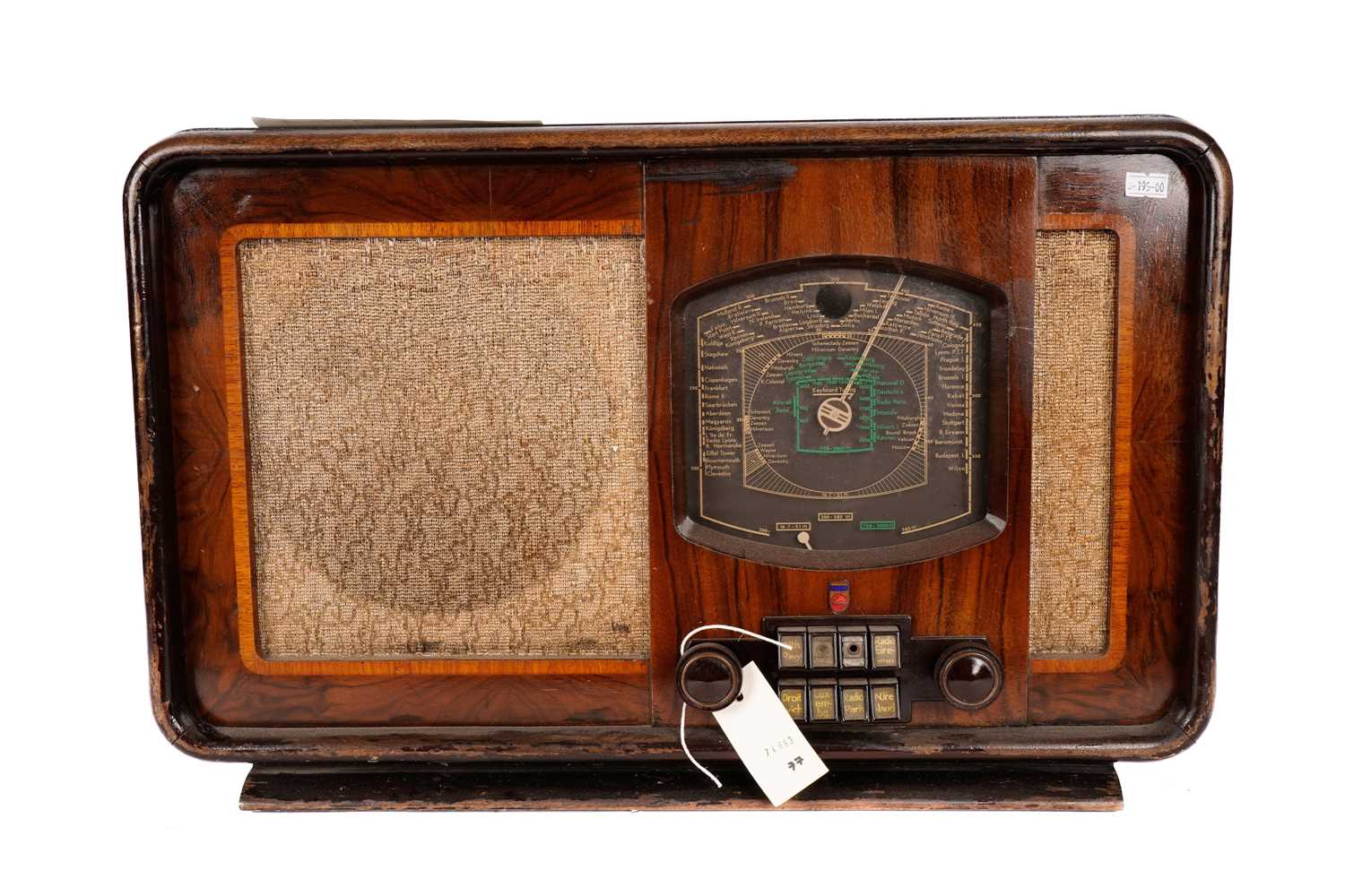 Lot 16 - An Art Deco Philips walnut cased radio