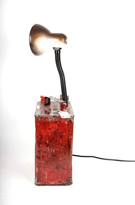 Lot 42 - Two vintage petrol cans, converted into desk lamps