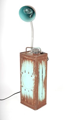 Lot 42 - Two vintage petrol cans, converted into desk lamps