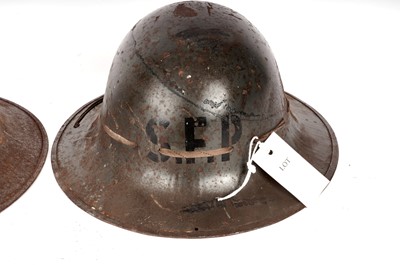 Lot 30 - A WWI Zuckerman helmet; together with a Brodie helmet
