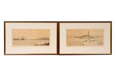 Lot 32 - William Lionel Wyllie - St Mary's Island Lighthouse & High and Low Lights, Shields | etchings