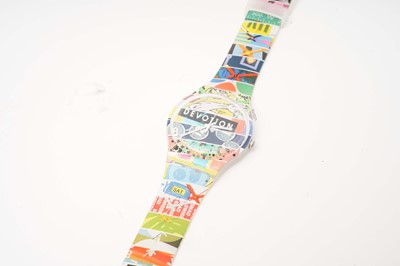 Lot 1054 - Swatch White Loop Devotion: a printed plastic case quartz wristwatch