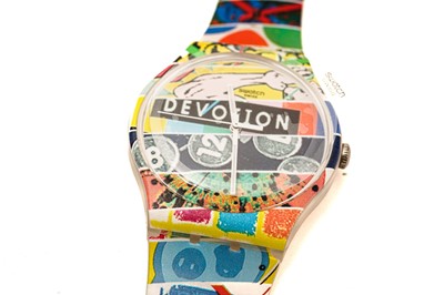 Lot 1054 - Swatch White Loop Devotion: a printed plastic case quartz wristwatch