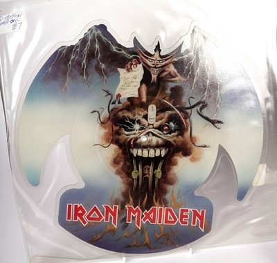 Lot 629 - Six Iron Maiden picture discs, etched discs, and LPs