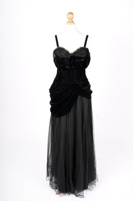 Lot 735 - A 1930s Perlmutt Model black velvet and tulle evening dress
