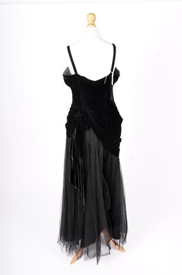 Lot 735 - A 1930s Perlmutt Model black velvet and tulle evening dress