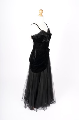 Lot 735 - A 1930s Perlmutt Model black velvet and tulle evening dress