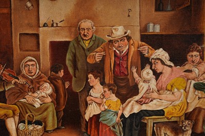 Lot 83 - J. T. Charton - A Family Gathered in a Kitchen | oil