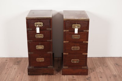 Lot 61 - A pair of mahogany and brass bound bed side chests