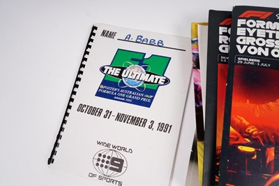 Lot 565 - A collection of F1 Formula One Grand Prix memorabilia and ephemera