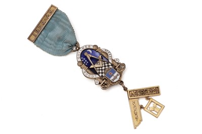 Lot 767 - A fine 9ct gold, silver gilt and enamel Masonic medal jewel