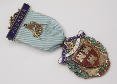 Lot 769 - Seven silver-gilt and enamel Masonic Founder medals for Newcastle City Lodge