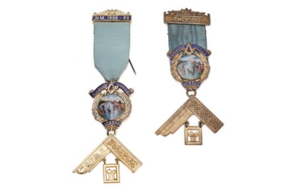 Lot 770 - Two silver-gilt and enamel Masonic medals