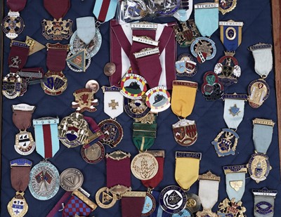 Lot 777 - A large collection of silver, gilt-metal and other metal Masonic Steward medals