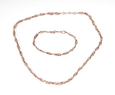 Lot 1231 - A 9ct rose gold chain necklace and bracelet
