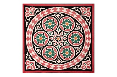 Lot 1028 - A 1940s Egyptian Khayamiya square panel geometric kaleidoscopic pattern