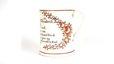 Lot 814 - Documentary Sunderland creamware mug