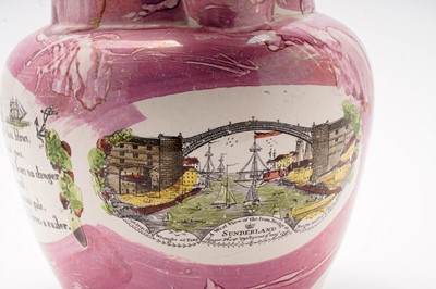 Lot 817 - Sunderland creamware splash lustre jug