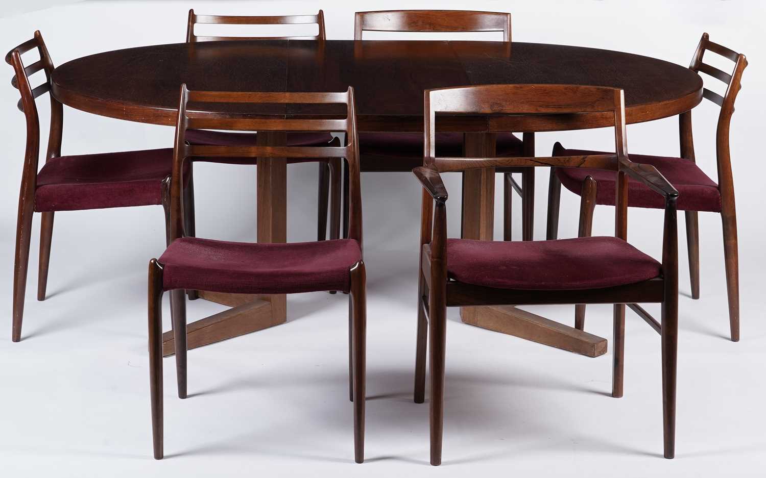 Lot 799 - Four Otto Moller chairs for Møbelfabrik; and a table and chairs by Henning Kjaernulf for Møbelfabrik