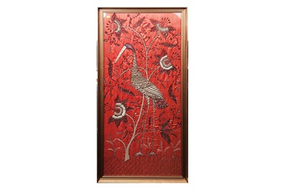 Lot 446 - A 19th Century Indian goldwork panel depicting a crane