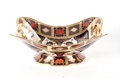 Lot 167 - A Royal Crown Derby ‘Imari’ pattern twin handled comport dish