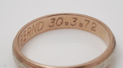 Lot 408 - A pair of 14ct gold husband and wife wedding bands