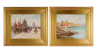 Lot 565 - Thomas Clough - Sardine Fishing and Evening Glow, Brittany | watercolour