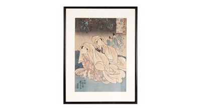 Lot 779 - Utagawa Kuniyoshi - Two Women Covering Their Heads with a Kimono | woodcut