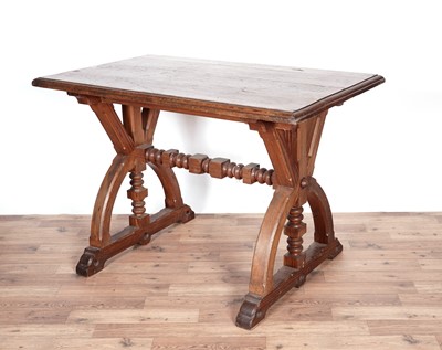 Lot 86 - A pitch pine ecclesiastical altar table, late 19th/20th Century