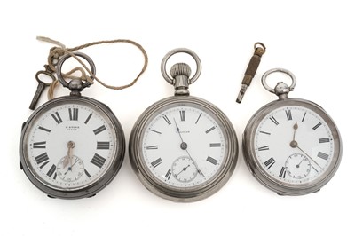 Lot 494 - Two silver pocket watches and another