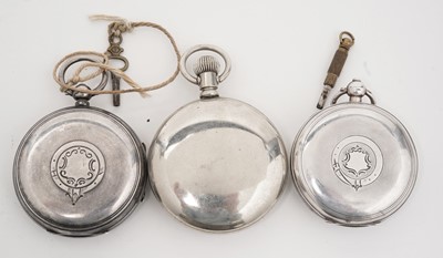 Lot 494 - Two silver pocket watches and another