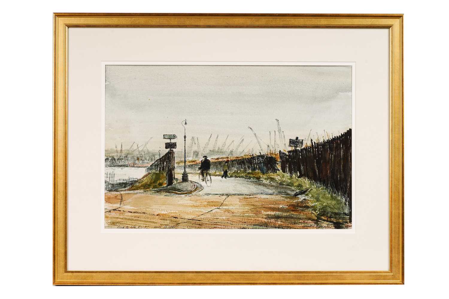 Lot 1241 - Albert Henry Herbert - Road to the Docks, North Shields | watercolour