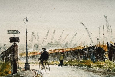 Lot 1241 - Albert Henry Herbert - Road to the Docks, North Shields | watercolour