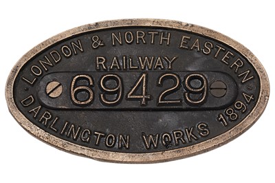 Lot 797 - LNER (London & North Eastern Railway) cast brass worksplate 69429