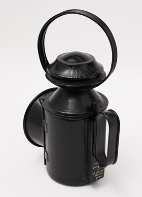 Lot 808 - A black painted railway hand lamp
