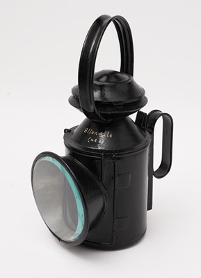 Lot 808 - A black painted railway hand lamp