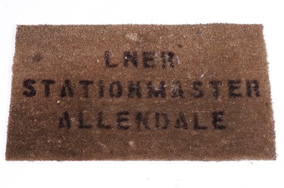 Lot 815 - A coir door mat, stencilled “LNER Stationmaster Allendale”