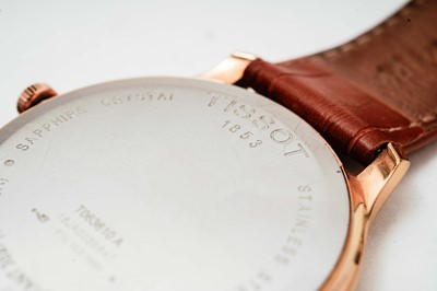 Lot 1057 - Tissot: a gilt steel cased quartz wristwatch