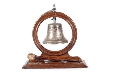 Lot 166 - A Victorian oak mounted table bell
