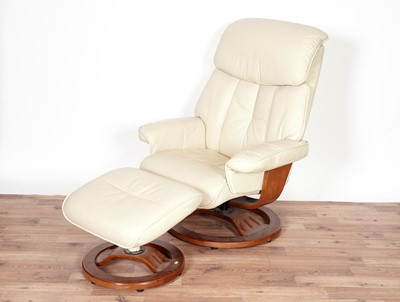 Lot 83 - A leather reclining armchair with matching footstool  by Global Furniture Alliance