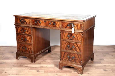 Lot 22 - A Victorian style mahogany pedestal desk