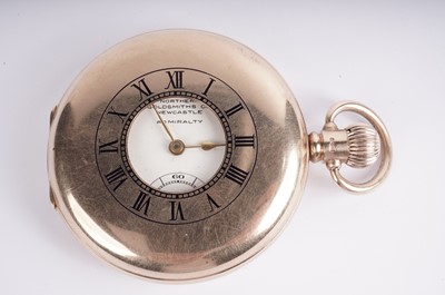 Lot 1015 - Northern Goldsmiths Co: a 9ct yellow gold half hunter pocket watch