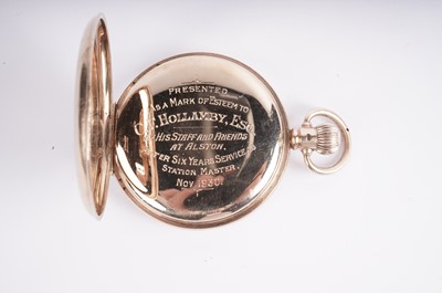 Lot 1015 - Northern Goldsmiths Co: a 9ct yellow gold half hunter pocket watch