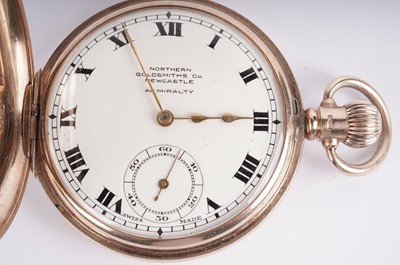 Lot 1015 - Northern Goldsmiths Co: a 9ct yellow gold half hunter pocket watch