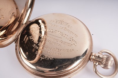 Lot 1015 - Northern Goldsmiths Co: a 9ct yellow gold half hunter pocket watch