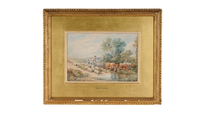 Lot 555 - Myles Birket Foster  - Crossing a Shallow Brook | watercolour