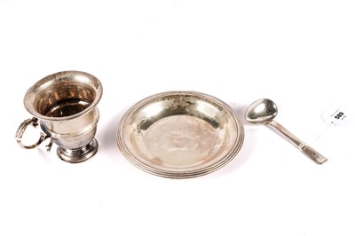 Lot 589 - A French silver dish and spoon, by Jean Puiforcat; and a silver cup
