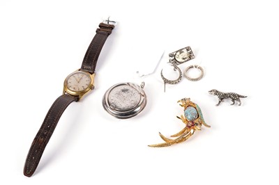 Lot 421 - A Delphi wristwatch; a silver compact; and a selection of costume jewellery