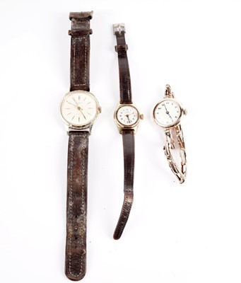 Lot 409 - A 9ct rose gold manual wind wristwatch; and two other watches