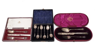 Lot 421 - An Edwardian Christening knife fork and spoon